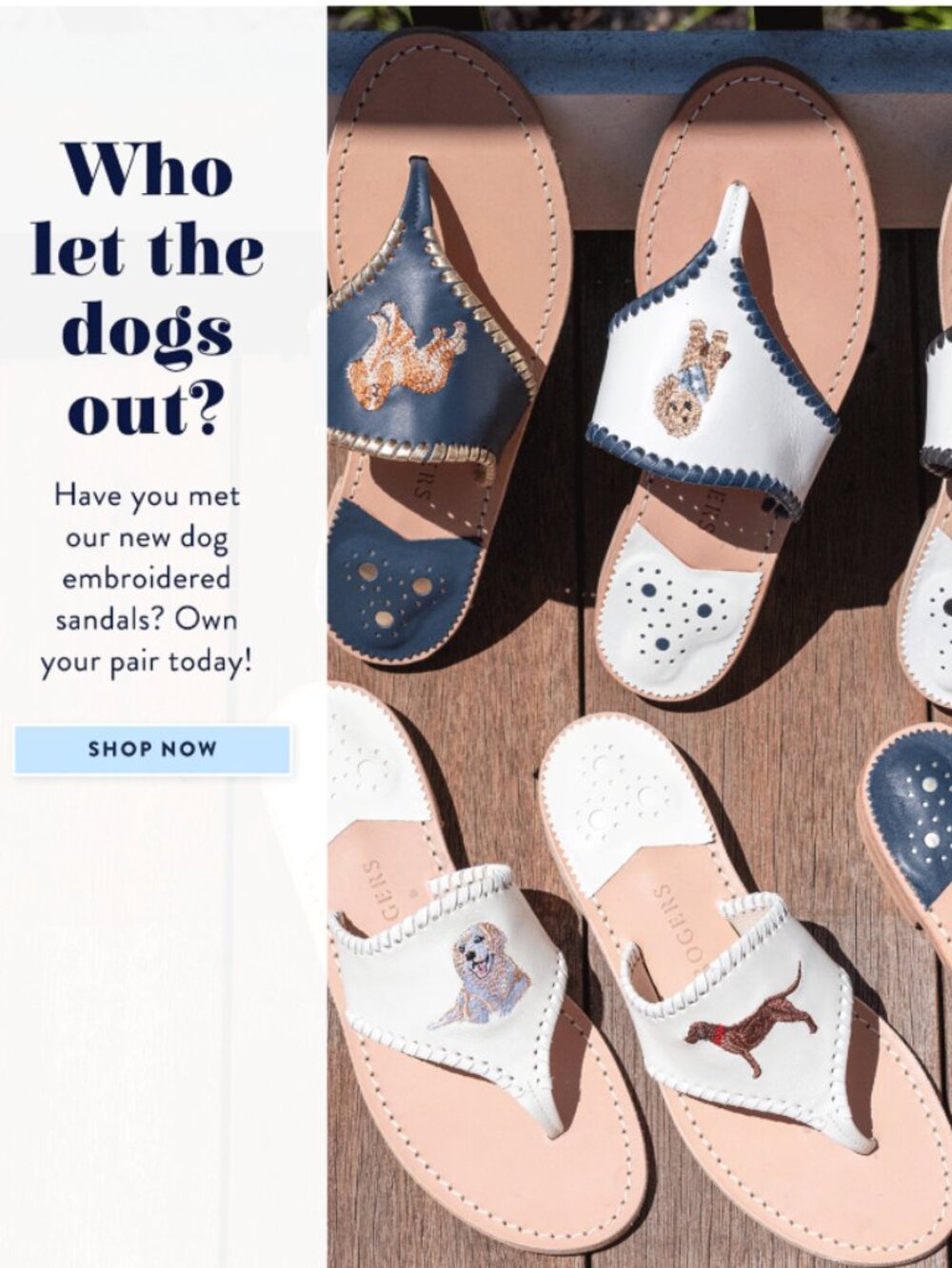 Jack Rogers: Limited Edition: Dog Embroidered Sandals - Chocolate Lab Size 8